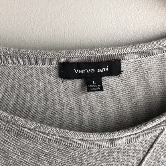 Verve Ami Gray Long Asymmetrical Sweater Shirt Large - Picture 4 of 8